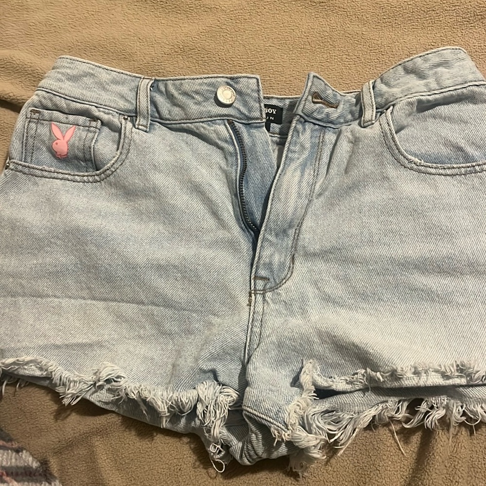 Playboy Light Blue Denim Shorts